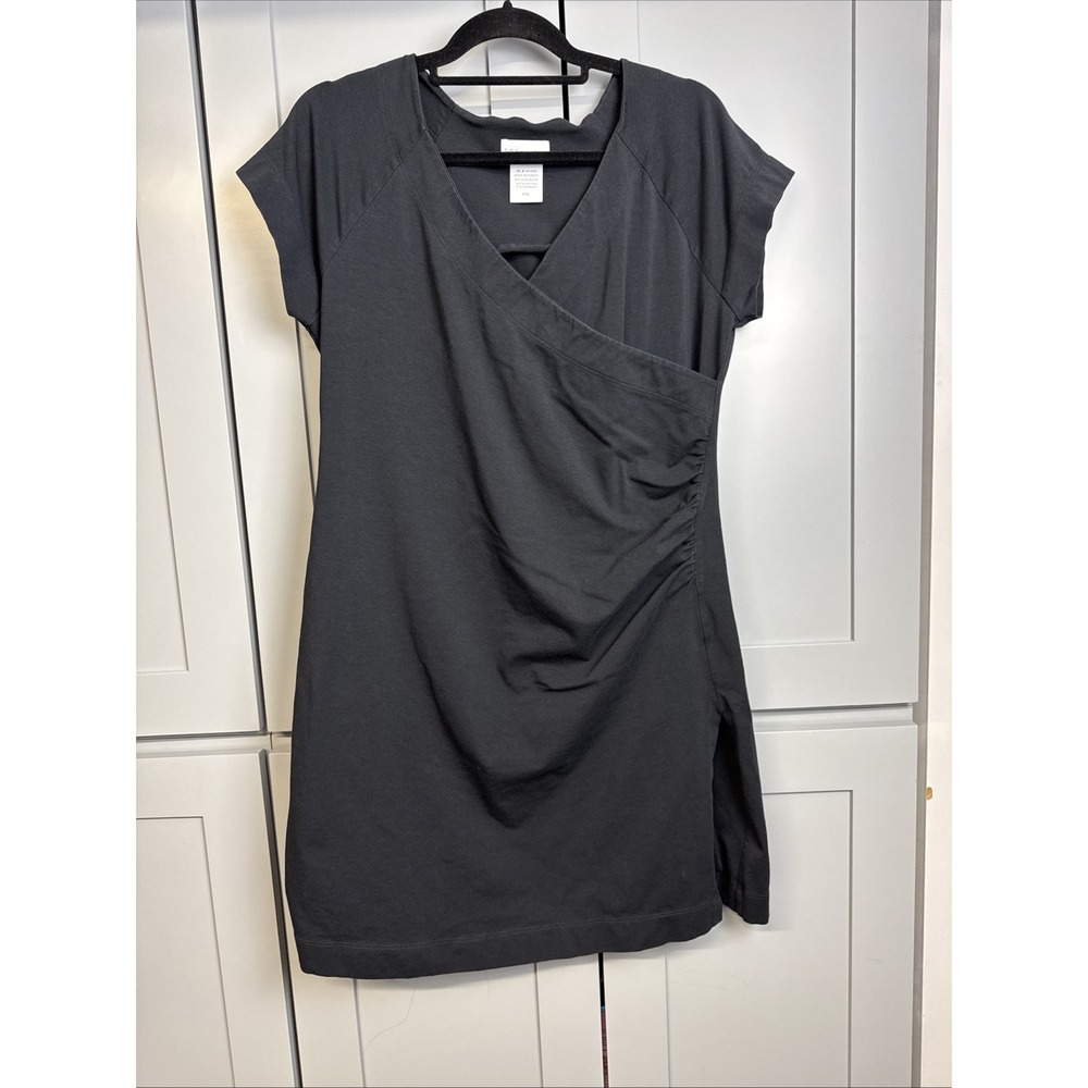 Soft Surroundings Short Dress XL Petite Black Stretchy Ruched lounge‎ Athleisure